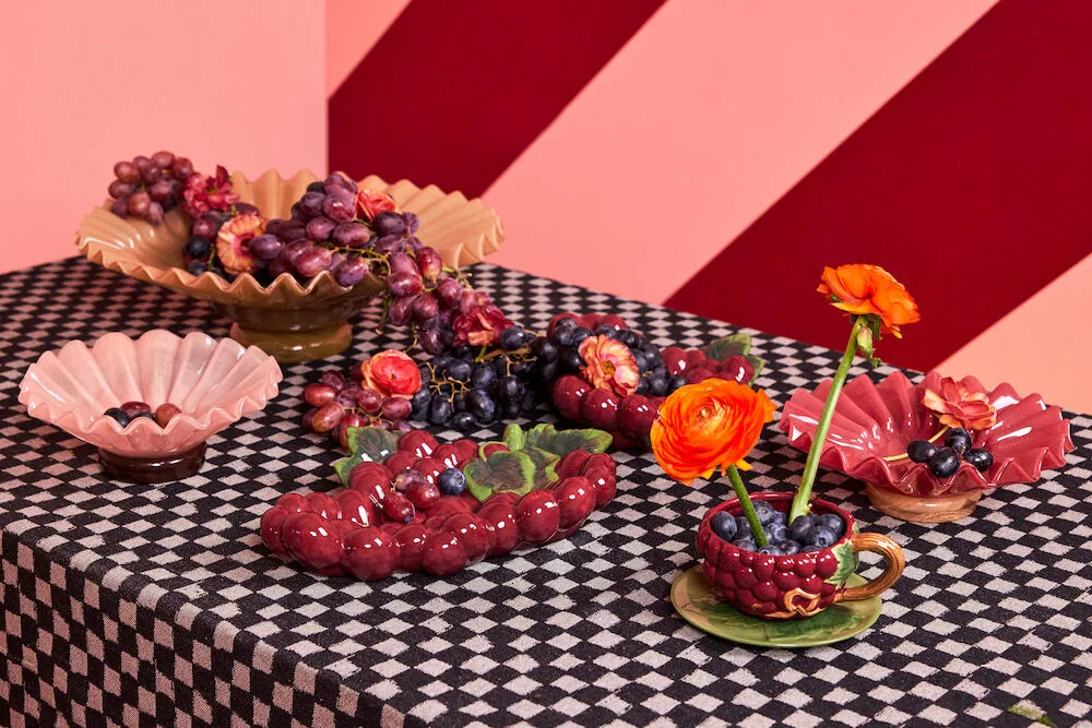 Lori schaal M Ø18 cm, Bordeaux-beige Byon