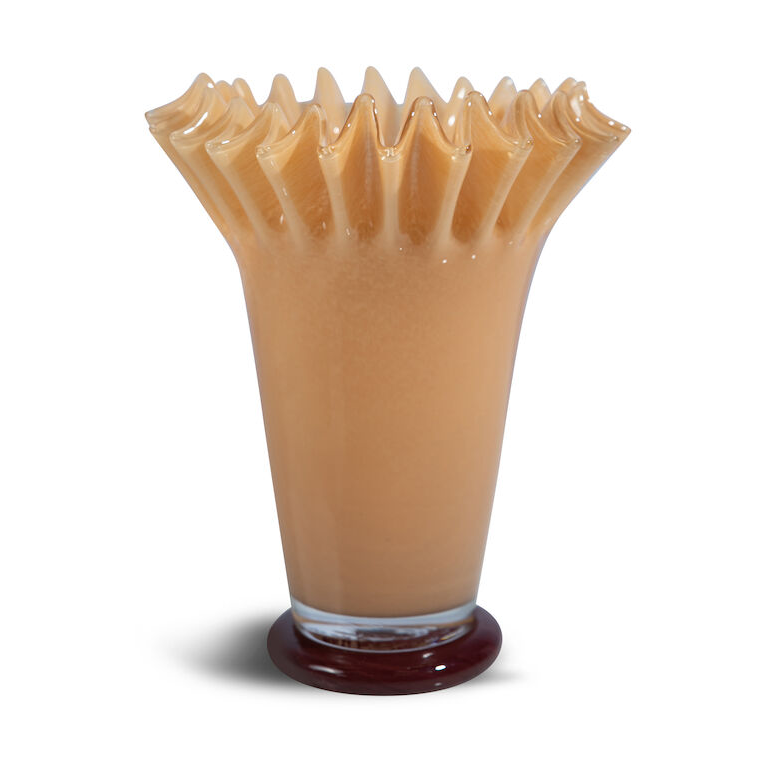 Byon Lori vaas 28 cm Geel-bordeaux | Scandinavisch Interieur | Vazen | Beige
