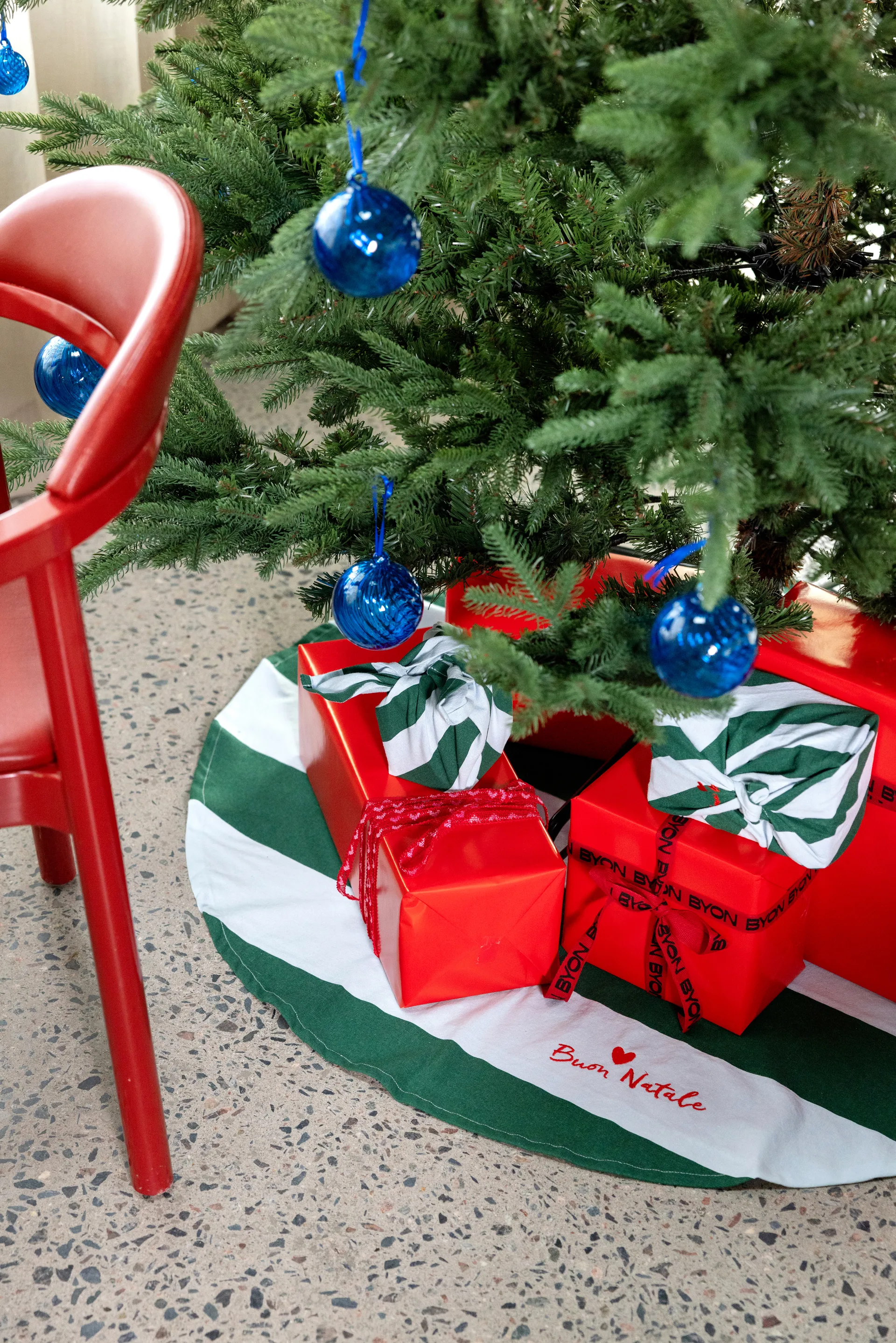 Love kerstboomkleed Ø100 cm, Groen-lichtblauw Byon