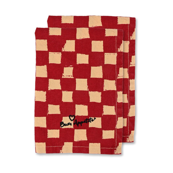 Byon Love servet 45x45 cm 2-pack Rood-zand | Scandinavisch Interieur | Linnen & katoenen servetten | Rood