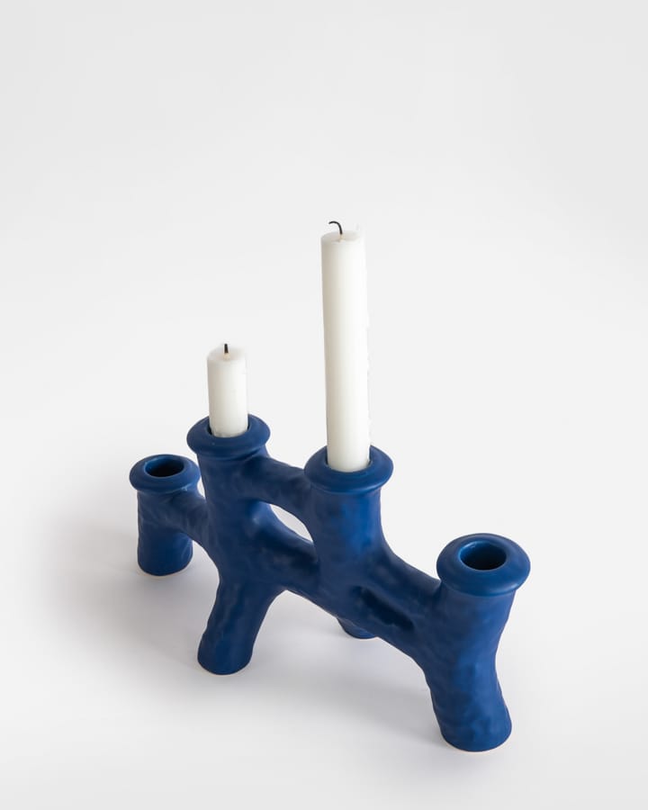 Luca kandelaar 12x30 cm, Blauw Byon