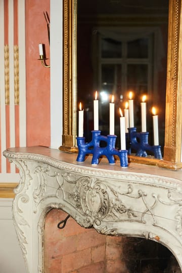 Luca kandelaar 12x30 cm - Blauw - Byon