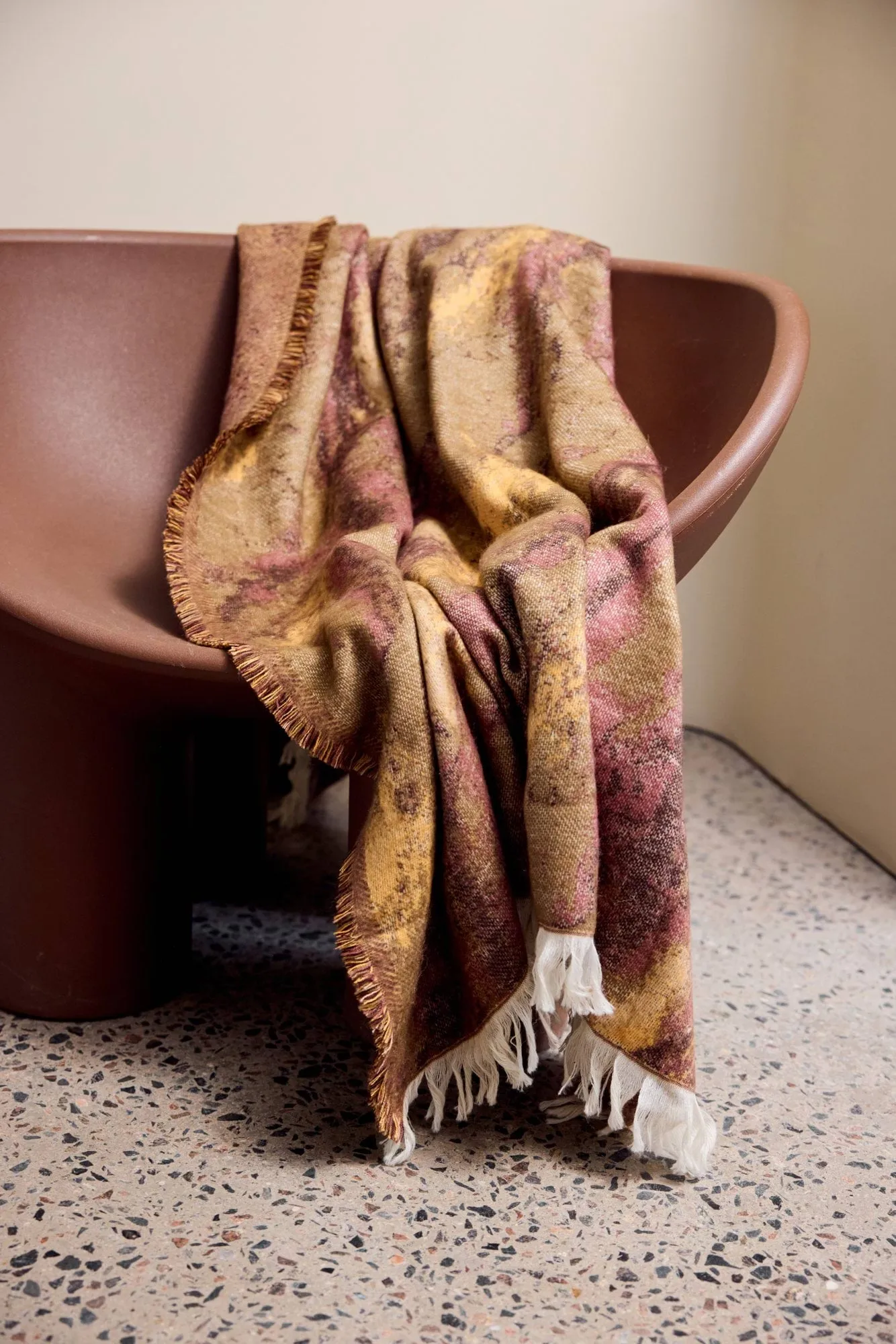 Mavi plaid, Bruin-beige-wijnrood, 130x170 cm Byon