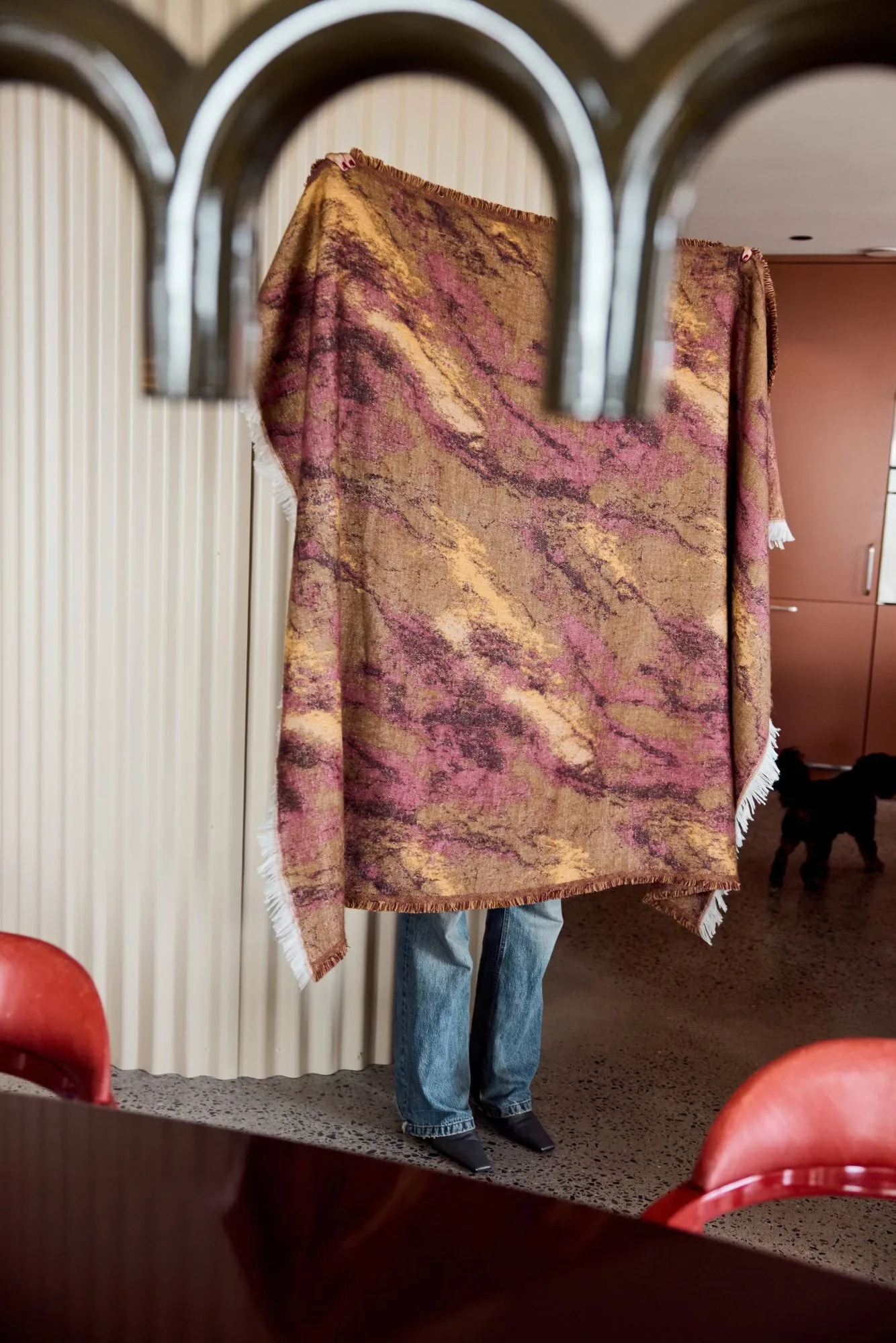 Mavi plaid, Bruin-beige-wijnrood, 130x170 cm Byon