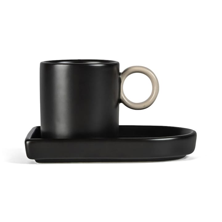 Niki espressokopje met schotel - Black-beige - Byon