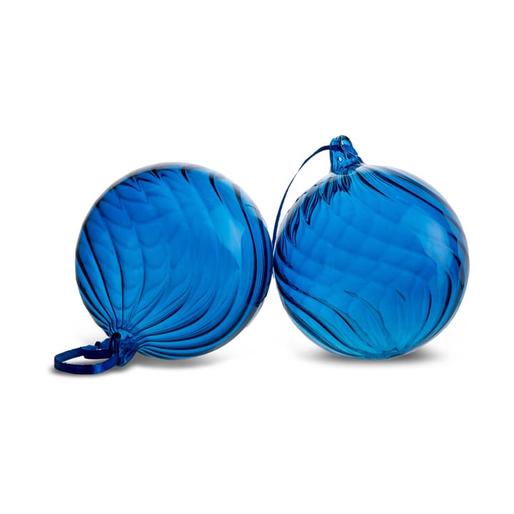 Opacity kerstbal M Ø8 cm 2-pack - Blauw - Byon