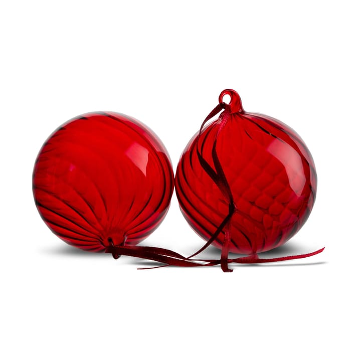 Opacity kerstbal M Ø8 cm 2-pack - Rood - Byon