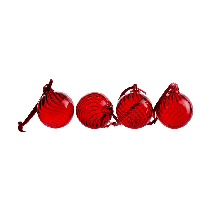 Opacity kerstbal XS Ø4 cm 4-pack - Rood - Byon