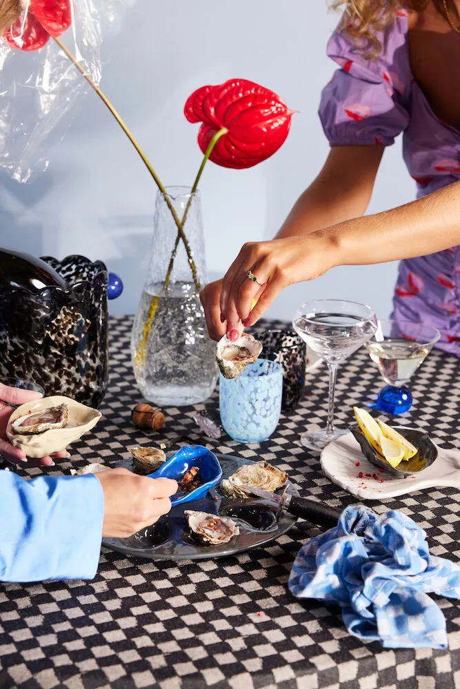 Oyster serveerschaal, Blauw Byon