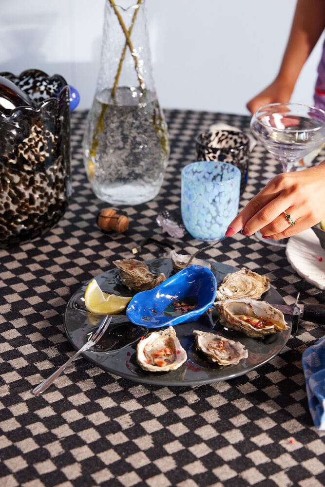 Oyster serveerschaal, Blauw Byon