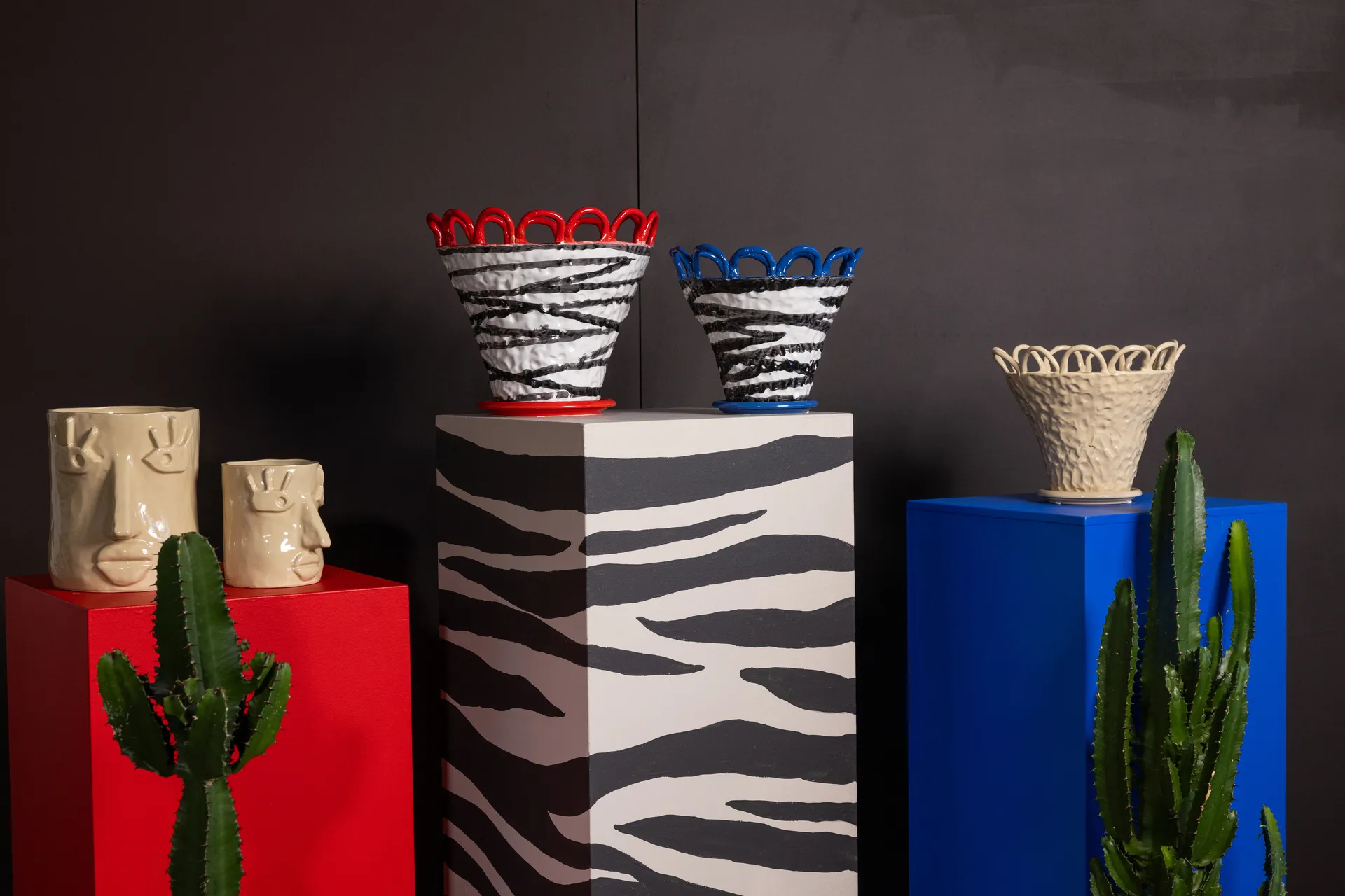 Patty pot S Ø25 cm, Zebra-blauw Byon