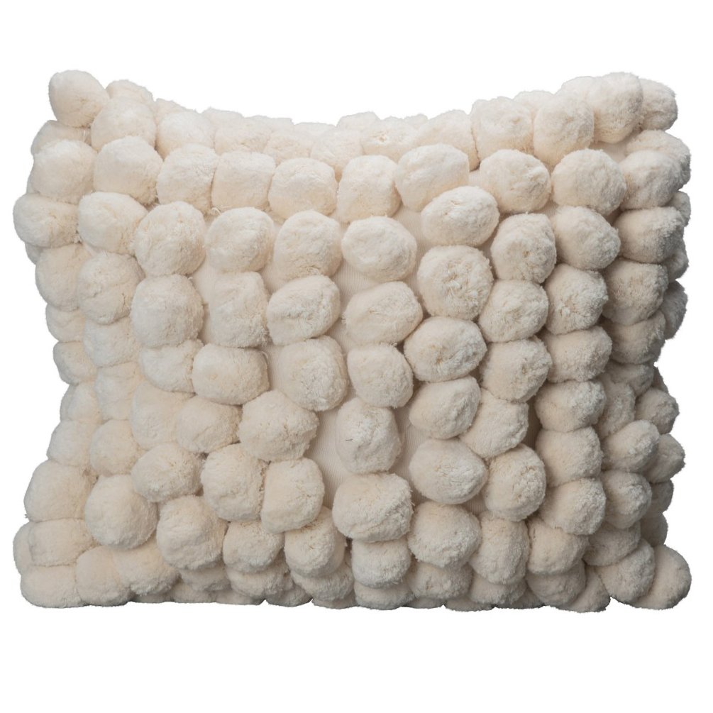 Byon Pom Pom kussen 45x45 cm Off white | Scandinavisch Interieur | Kussens | Wit