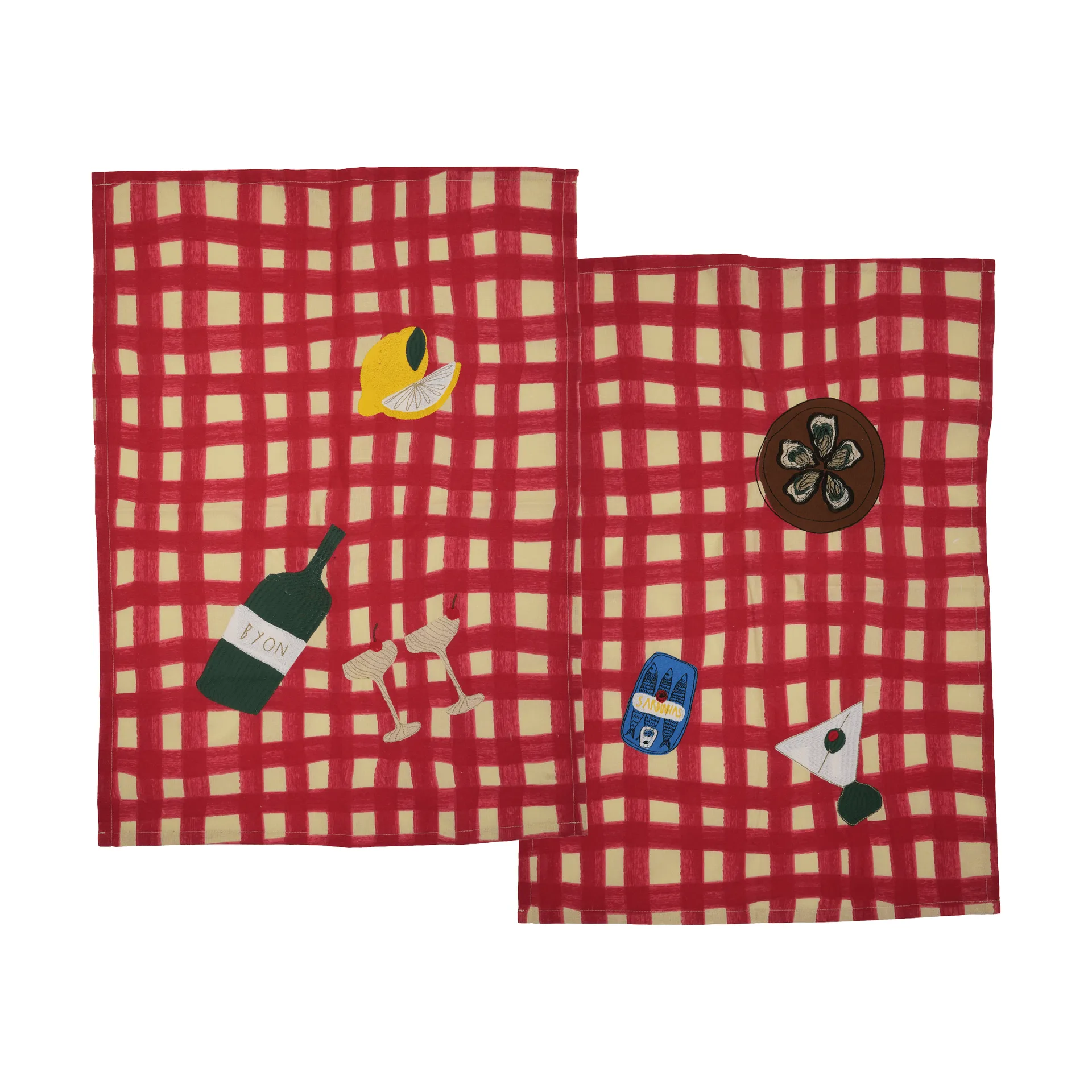 Sera theedoek 2-pack, Rood, 50x70 cm Byon