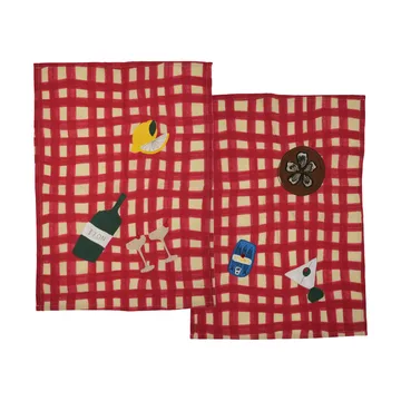 Sera theedoek 2-pack - Rood, 50x70 cm - Byon