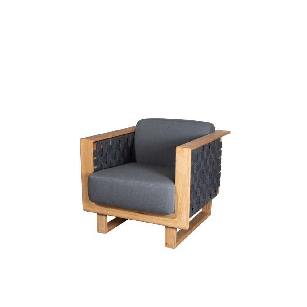 Cane-line Angle loungefauteuil Dark grey, teak | Scandinavisch Interieur | Tuinstoelen | Grijs