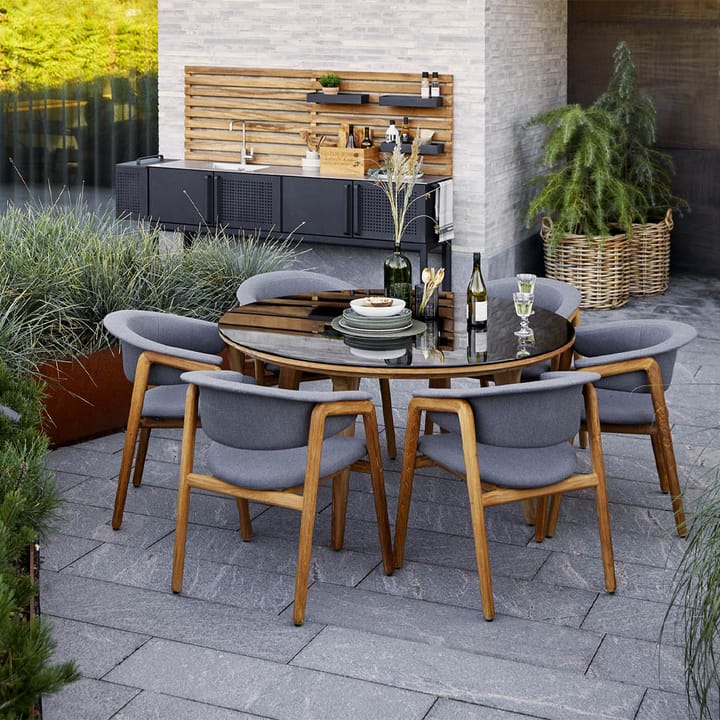 Aspect eettafel rond, Fossil black-teak Cane-line