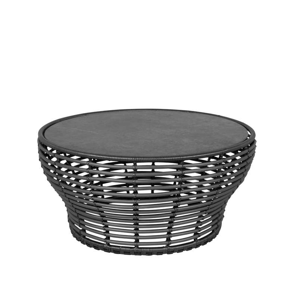 Cane-line Basket salontafel Fossil black, groot, grijs gevlochten onderstel
