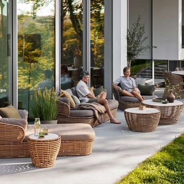 Basket salontafel - Travertine, groot, natuurlijk gevlochten onderstel - Cane-line