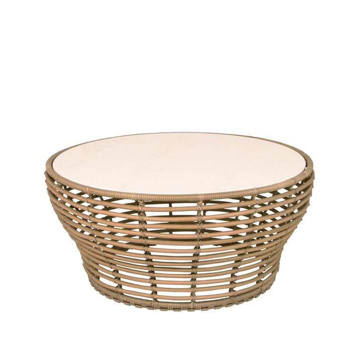 Basket salontafel - Travertine, groot, natuurlijk gevlochten onderstel - Cane-line