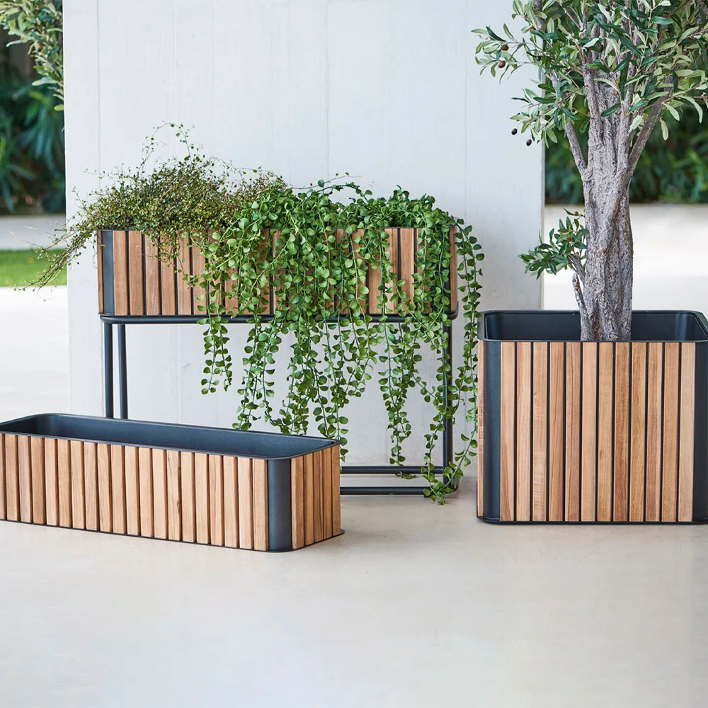 Combine plantenbak, Teak, lava grey Cane-line
