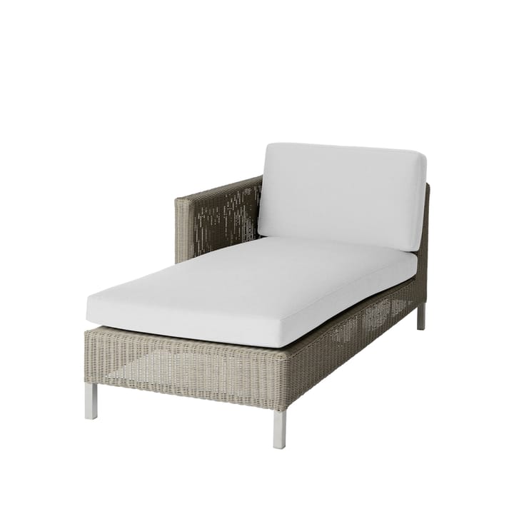 Connect chaise longue - Taupe, witte kussens - Cane-line