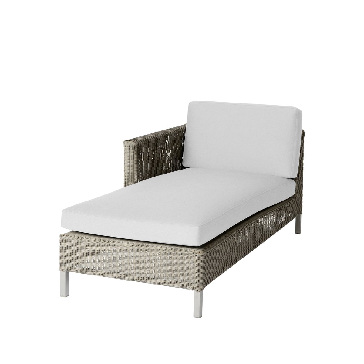 Cane-line Connect chaise longue Taupe, witte kussens