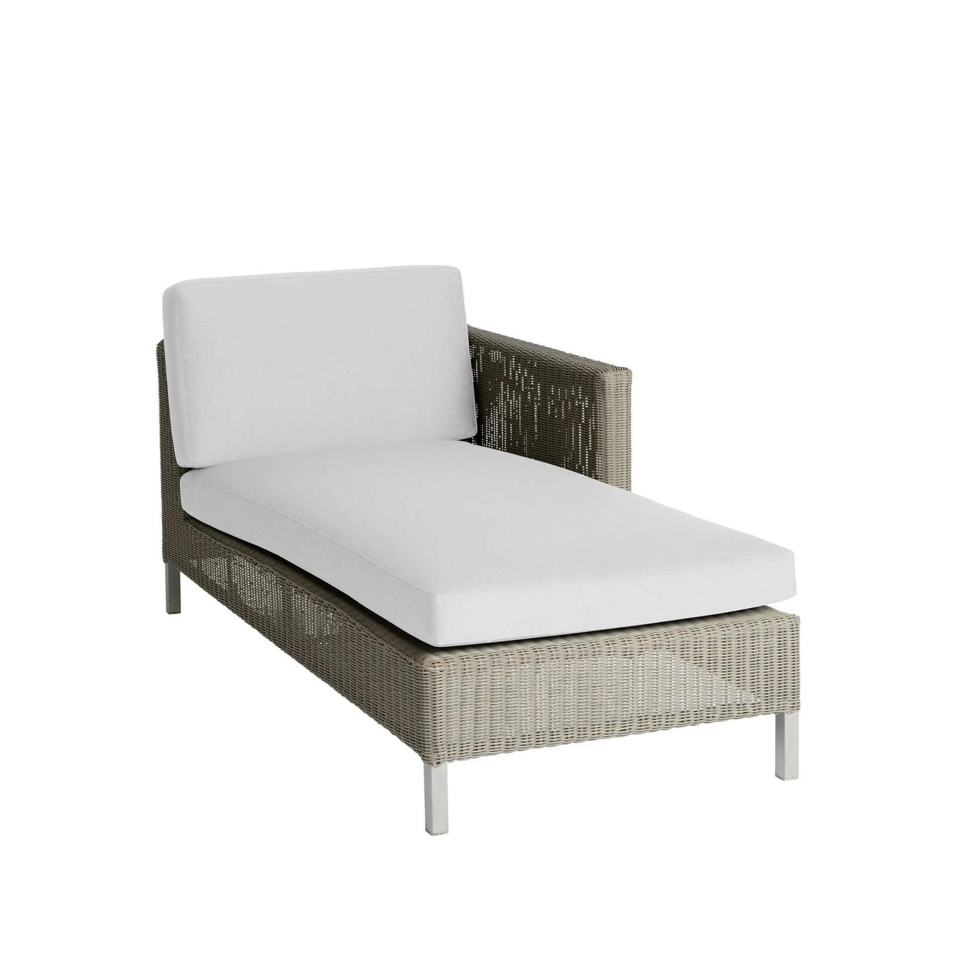 Connect chaise longue, Taupe, witte kussens Cane-line