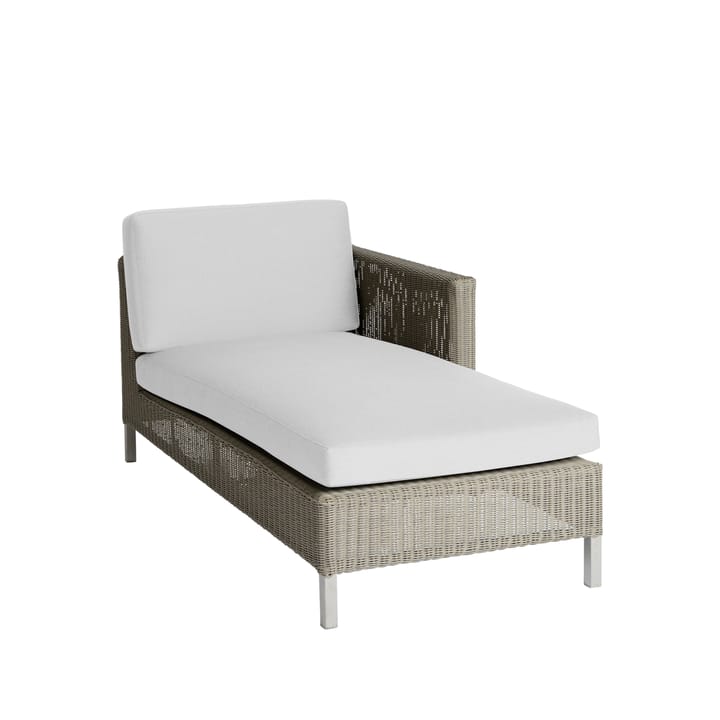 Connect chaise longue - Taupe, witte kussens - Cane-line