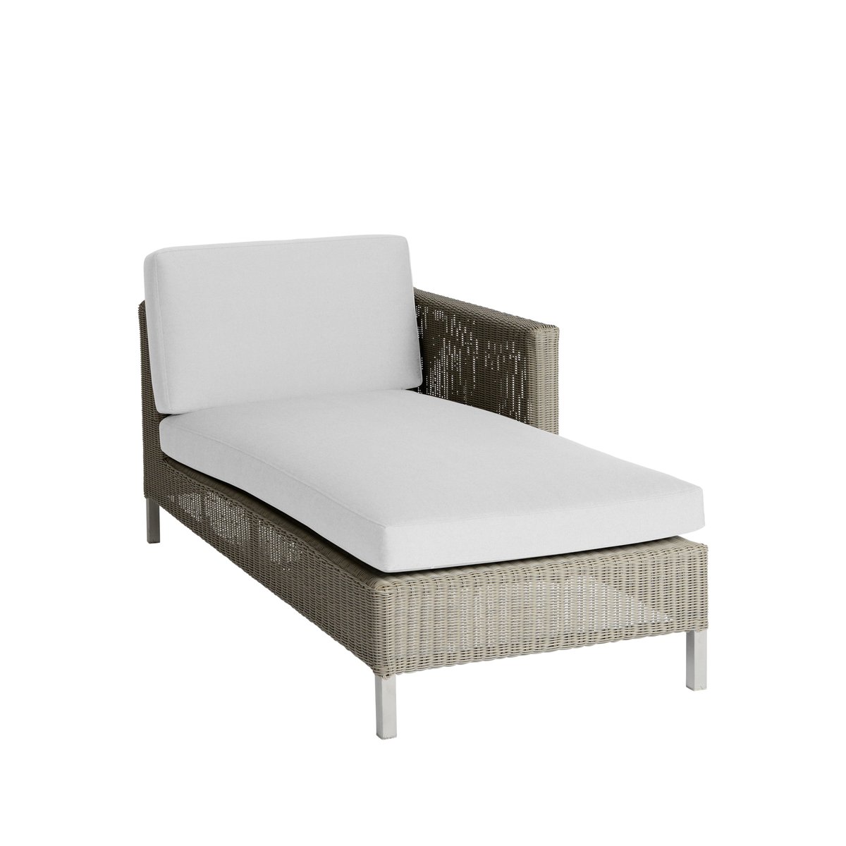 Cane-line Connect chaise longue Taupe, witte kussens