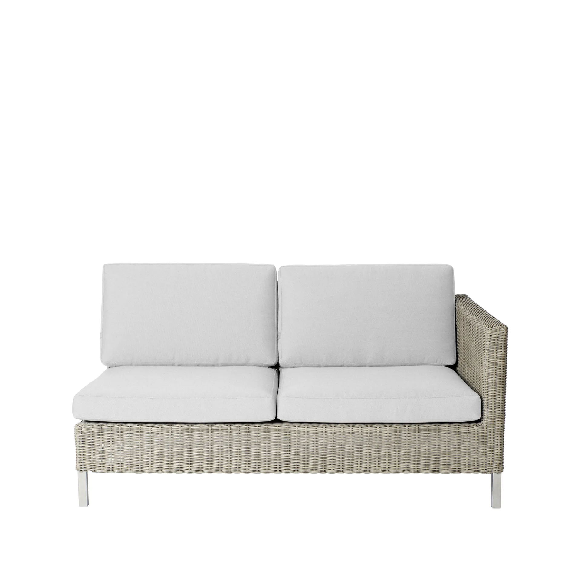 Connect modulaire bank, 2-zits taupe, links, witte kussens Cane-line