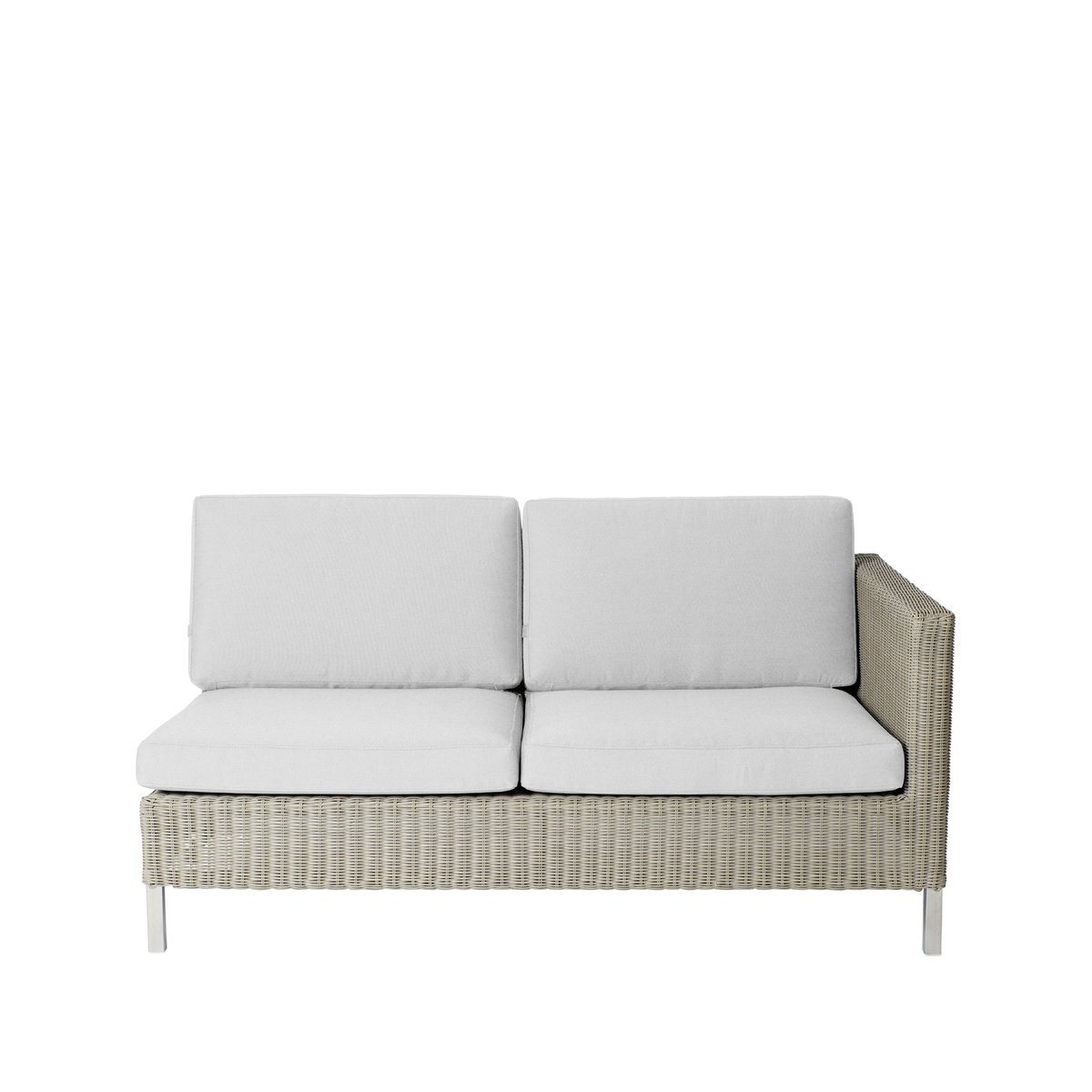 Cane-line Connect modulaire bank 2-zits taupe, links, witte kussens