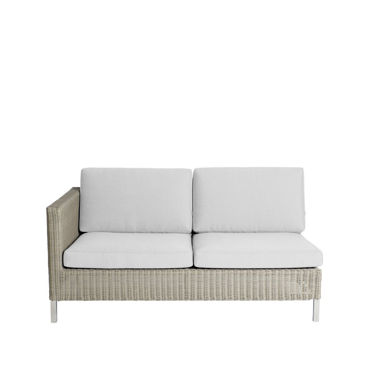 Cane-line Connect modulaire bank 2-zits taupe, rechts, witte kussens