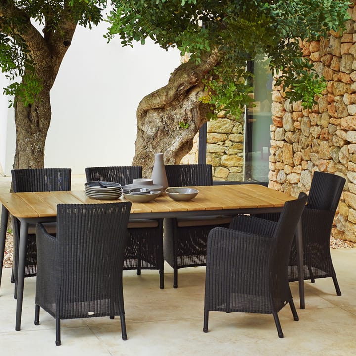 Core eettafel teak 274x100x74 cm, Lava grey frame Cane-line