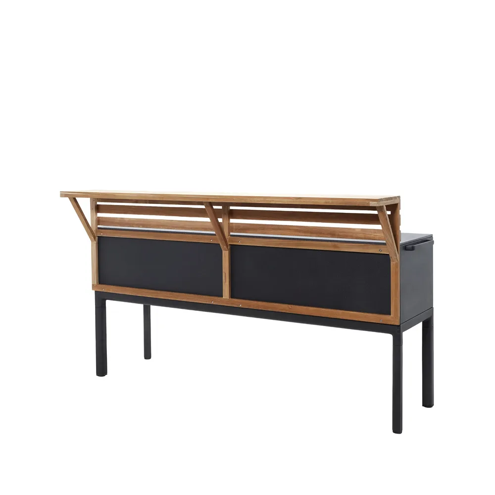  Drop Buitenkeuken, Lava grey, incl. goortseen en kraan & teakwand Cane-line