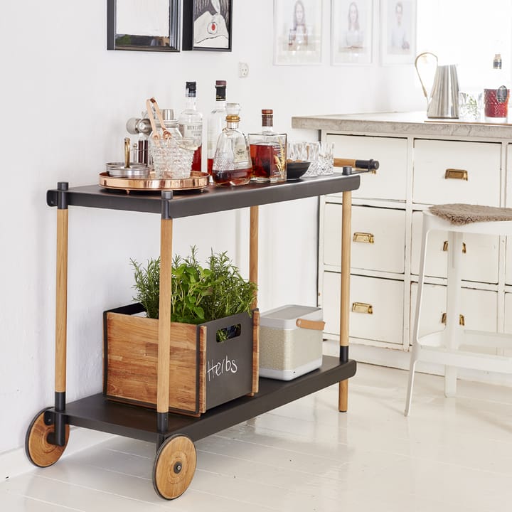 Frame serveerwagen, Lava grey, teak frame Cane-line