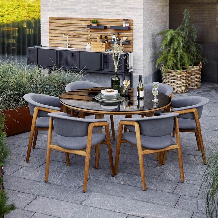 Luna stoel, Cane-Line airtouch grey, teak frame Cane-line