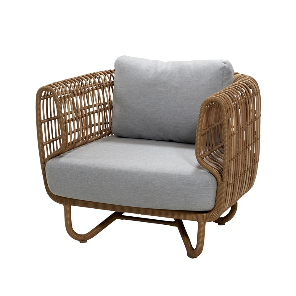 Cane-line Nest lounge stoel weave Natural, Cane-Line Natté light grey