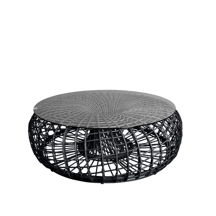 Nest tafel/voetenbank - Lava grey groot, incl. glazen blad - Cane-line