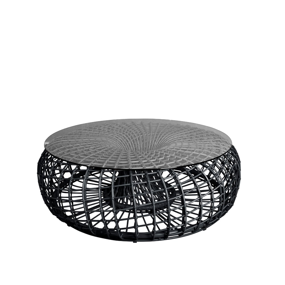 Cane-line Nest tafel/voetenbank Lava grey groot, incl. glazen blad