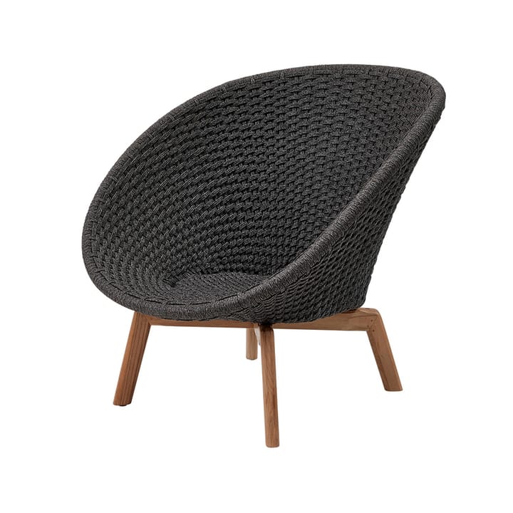 Peacock Rope lounge stoel - Dark grey, poten van teak - Cane-line