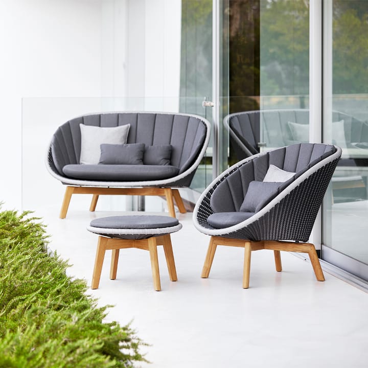 Peacock Weave bank, 2-sits grey/light grey, poten van teak Cane-line