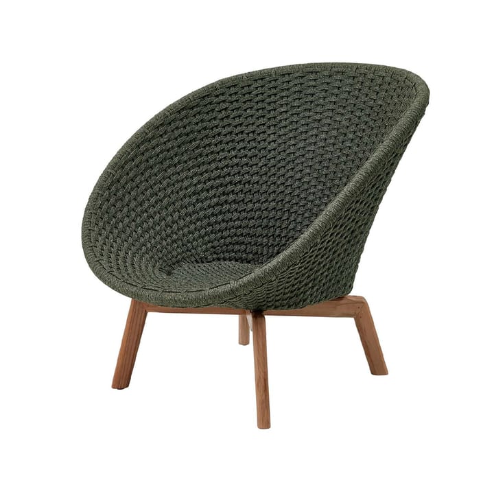 Peacock Weave loungestoel - Dark green, poten van teak - Cane-line