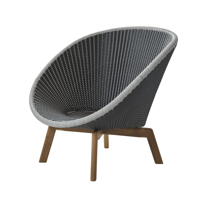 Peacock Weave loungestoel - Grey/light grey,, poten in teak - Cane-line