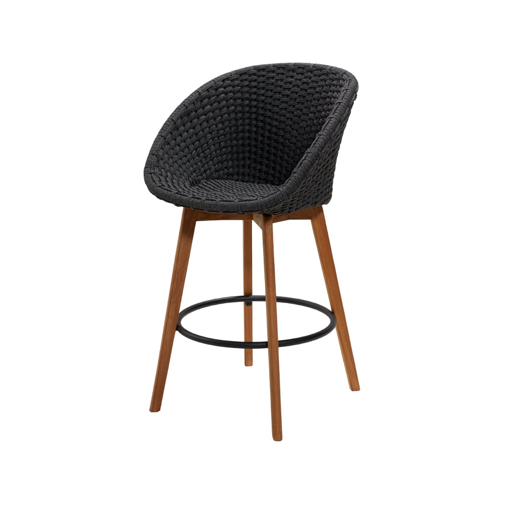 Cane-line Peacockbarkruk Dark grey, poten van teak | Scandinavisch Interieur | Tuinstoelen | Grijs