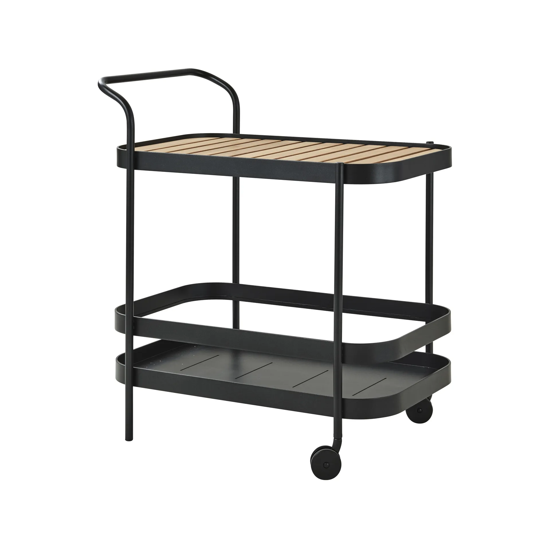 Rol serveerwagen, Lava grey, incl. teakhouten tafelblad Cane-line