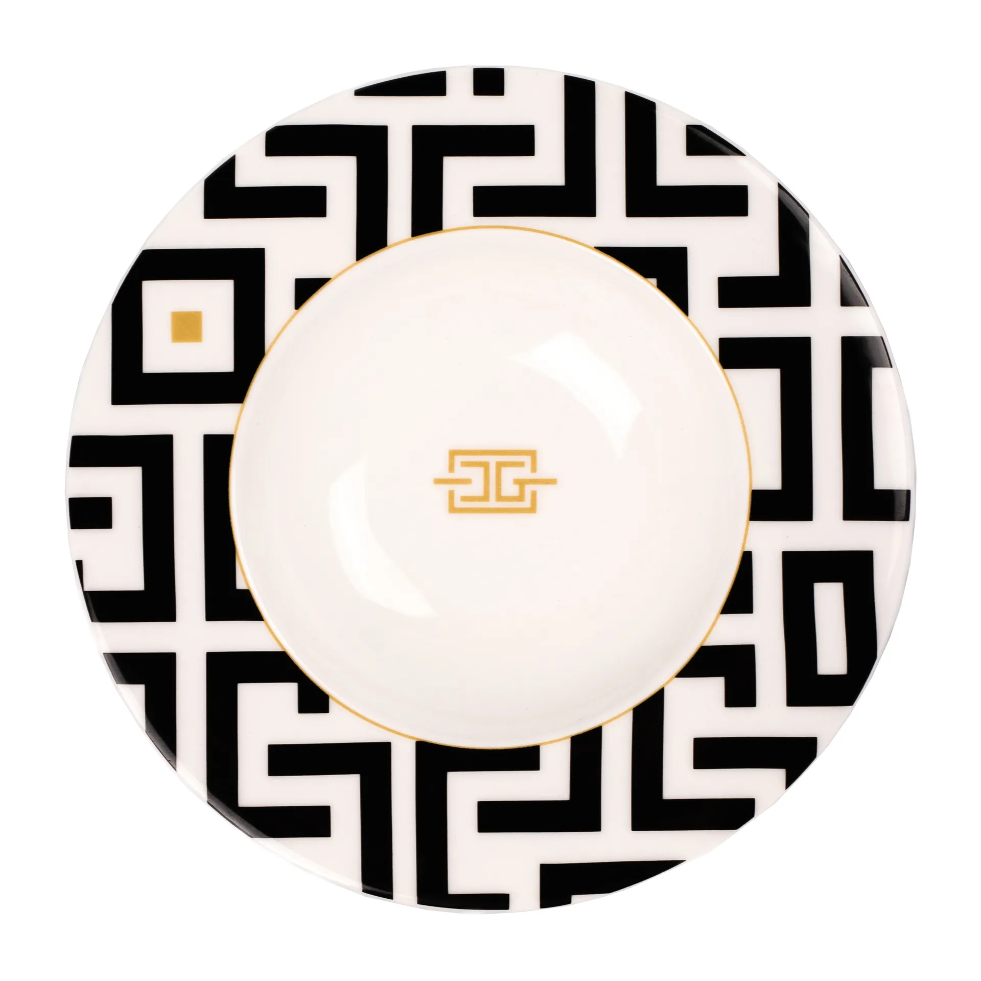 DECO diep bord Ø24,5 cm, Wit-zwart Carolina Gynning