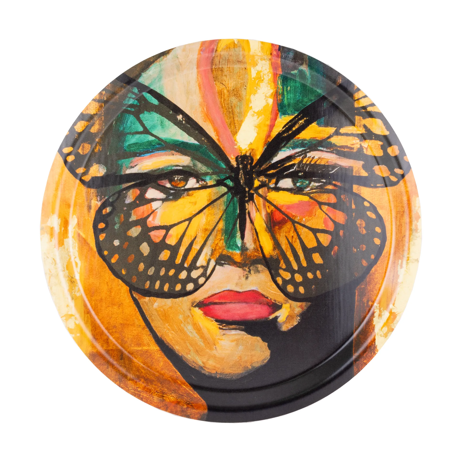 Golden Butterfly dienblad Ø31 cm, Orange-black Carolina Gynning
