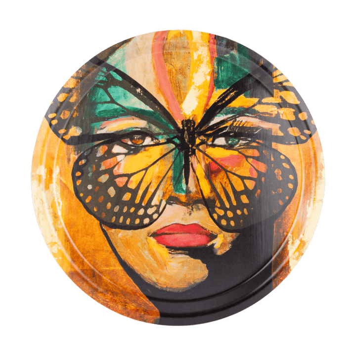 Golden Butterfly dienblad Ø31 cm - Orange-black - Carolina Gynning