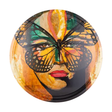 Golden Butterfly dienblad Ø46 cm - Orange-black - Carolina Gynning