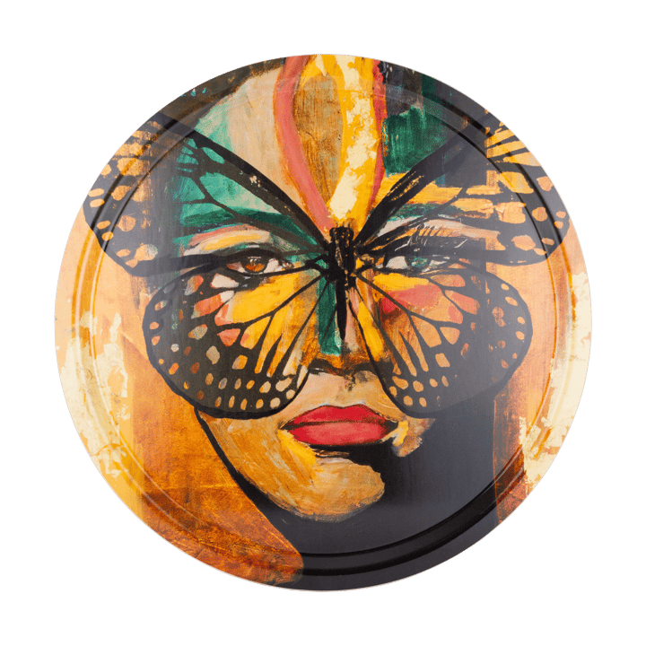 Golden Butterfly dienblad Ø46 cm - Orange-black - Carolina Gynning